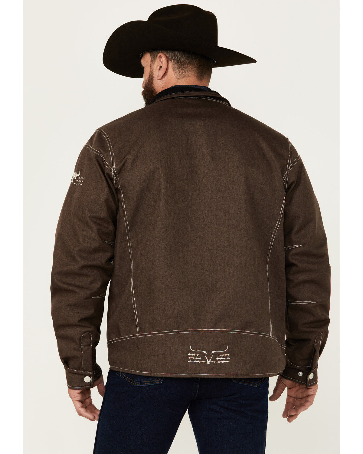 Image #4 - Cowboy Hardware Men's Triple Barb Logo Softshell Jacket, Chocolate, hi-res