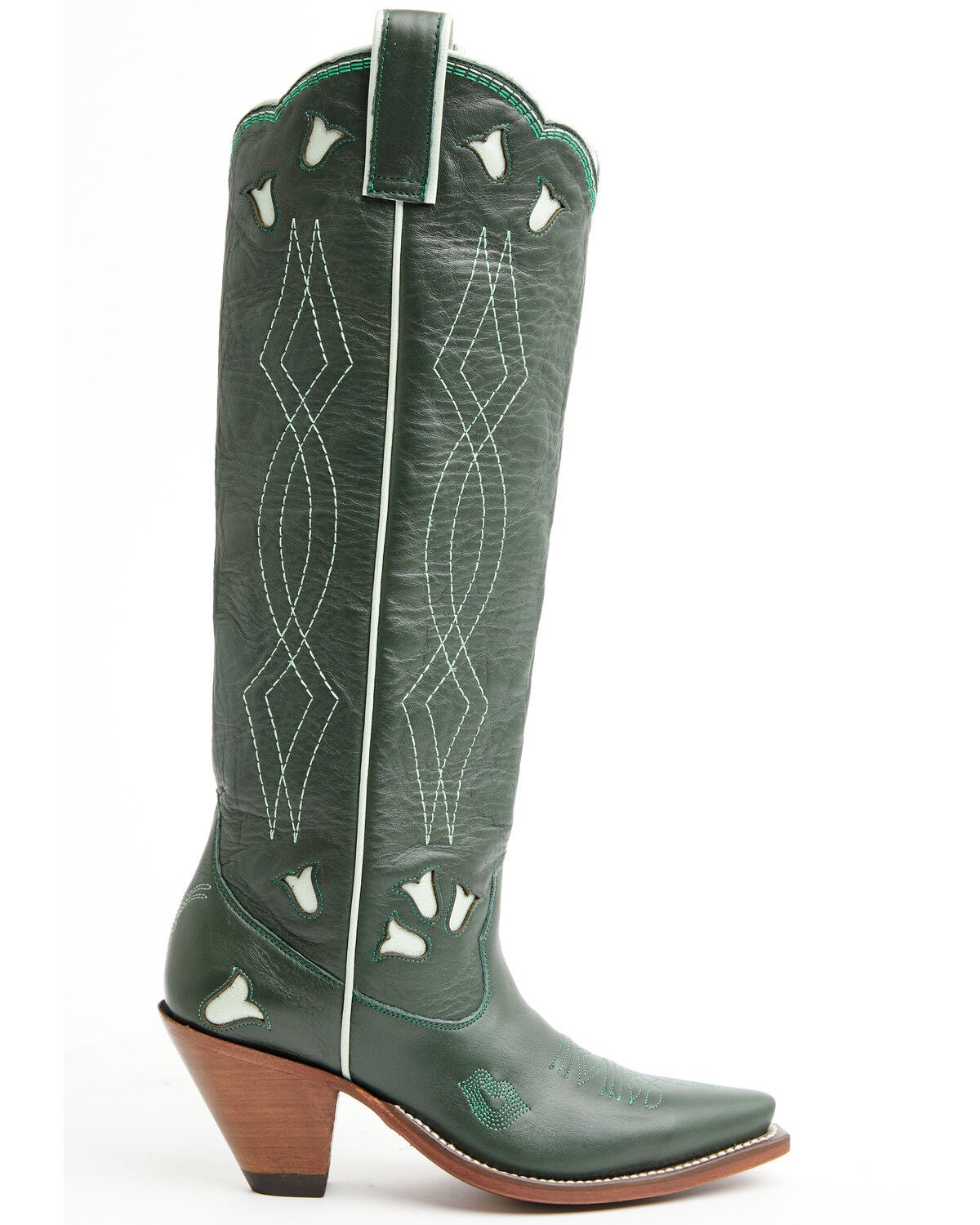 Image #2 - Besita Women's The Sunny Inlay Tall Western Boots - Snip Toe, Green, hi-res