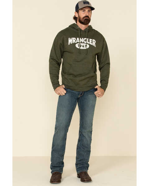 Image #2 - Wrangler Men's Logo Graphic Hooded Sweatshirt , Green, hi-res