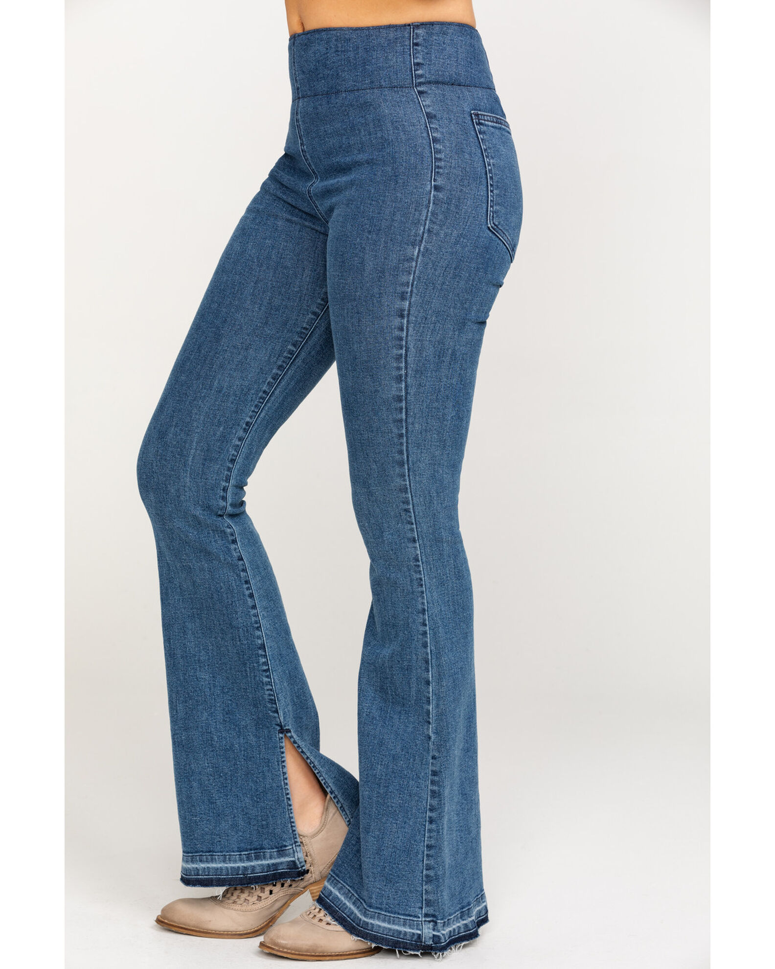 Image #3 - Show Me Your Mumu Women's Austin Pull On Flare Jeans, Blue, hi-res