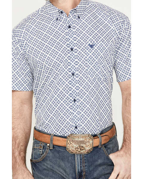 Image #3 - Cowboy Hardware Men's Wild Gem Geo Print Short Sleeve Button Down Western Shirt, Blue, hi-res