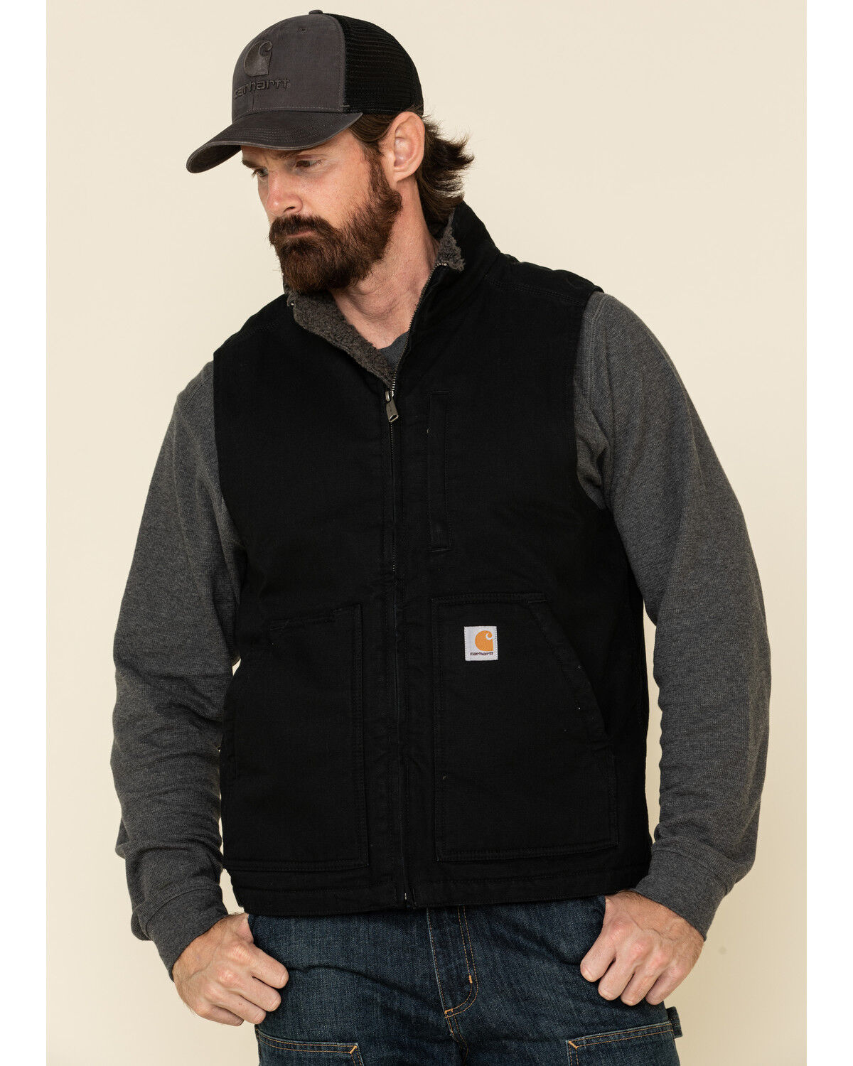 Carhartt Men's Duck Sherpa-Lined Mock Neck Vest at Tractor