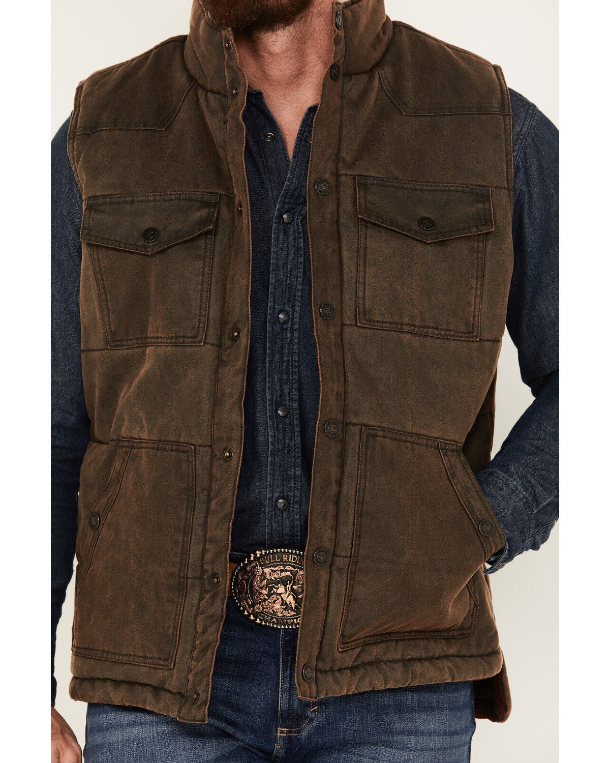 Image #3 - Cody James Men's Oil Slick Snap Vest, Brown, hi-res