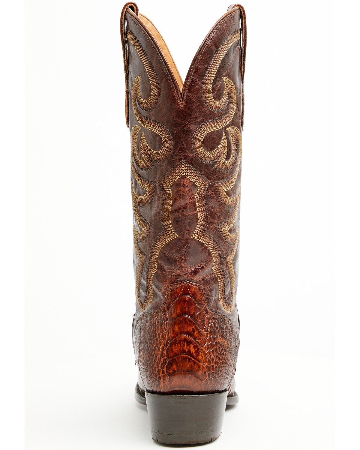 El Dorado Men's Ostrich Leg Brass Western Boots Round Toe - Main Image