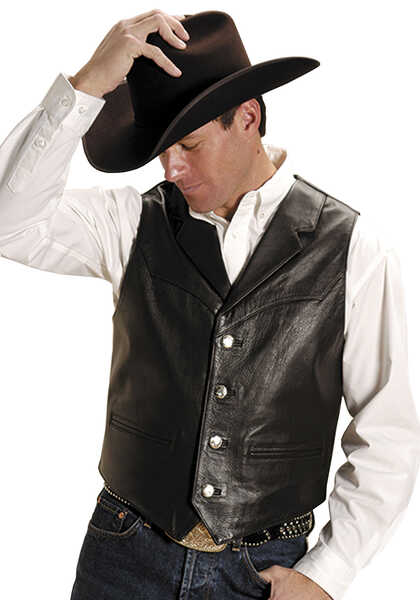 Image #1 - Roper Men's Nappa Notched Collar Leather Vest - Big & Tall, Brown, hi-res
