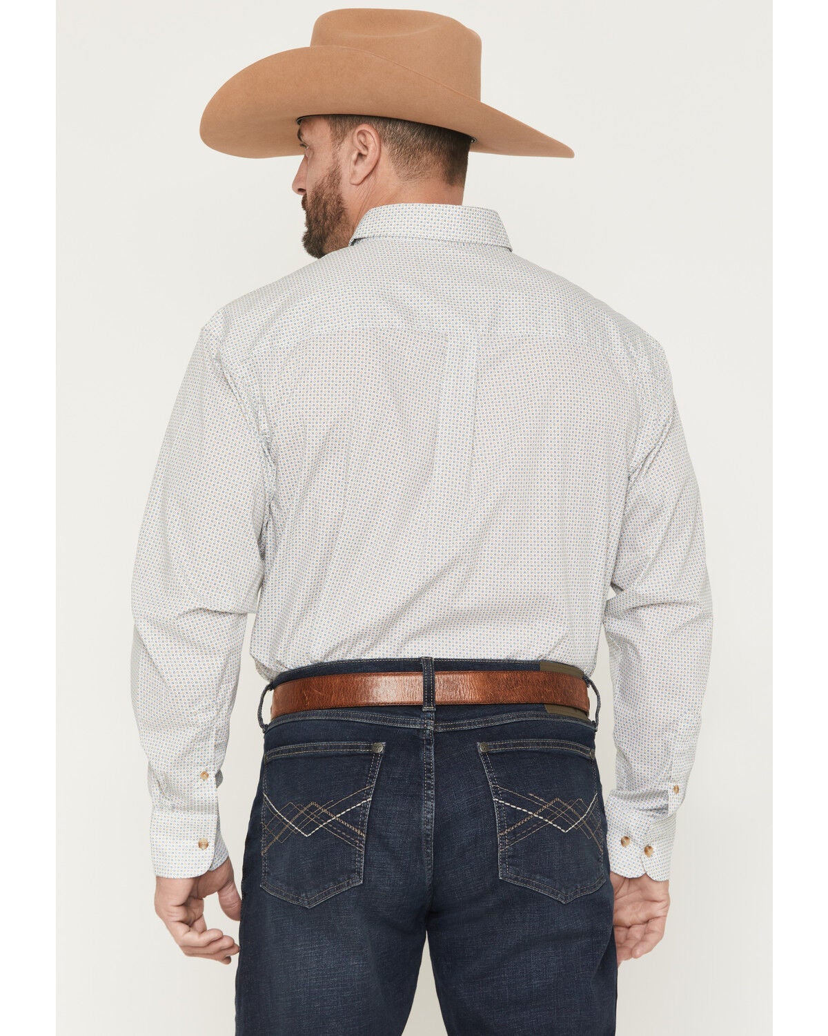 Image #4 - Wrangler Men's Classics Geo Print Long Sleeve Button-Down Western Shirt - Big, Tan, hi-res