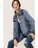 Image #1 - Cleo + Wolf Women's Axel Printed Long Sleeve Button-Down Shirt, Indigo, hi-res