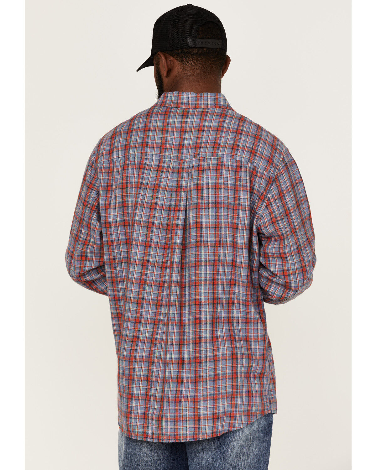 Image #4 - Brothers and Sons Men's Plaid Print Long Sleeve Button Down Western Shirt, Indigo, hi-res