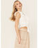Image #3 - Miss Me Women's Textured Ruffle Tank Top, White, hi-res