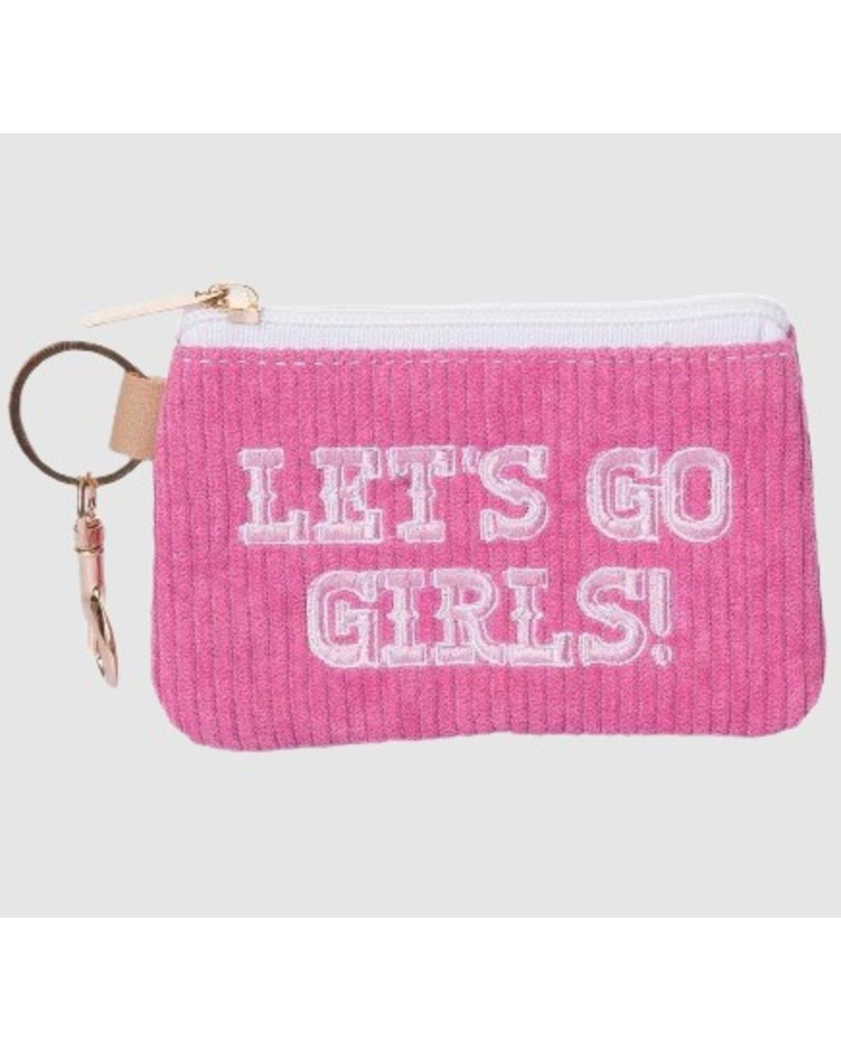 Image #1 - Totalee Gift Women's Let's Go Girls Corduroy Zip Wallet, Pink, hi-res