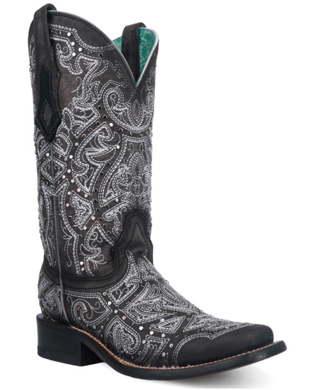 Image #1 - Corral Women's Embroidered Western Boots - Broad Square Toe, Black, hi-res