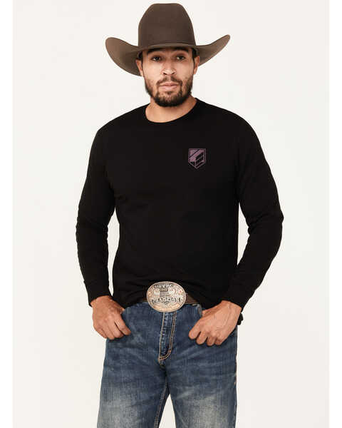 Image #1 - RANK 45® Men's Bucklog Long Sleeve Graphic T-Shirt, Black, hi-res