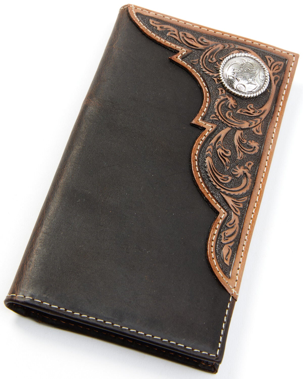 Ariat Men's Embossed Overlay Rodeo Wallet, Tan, hi-res