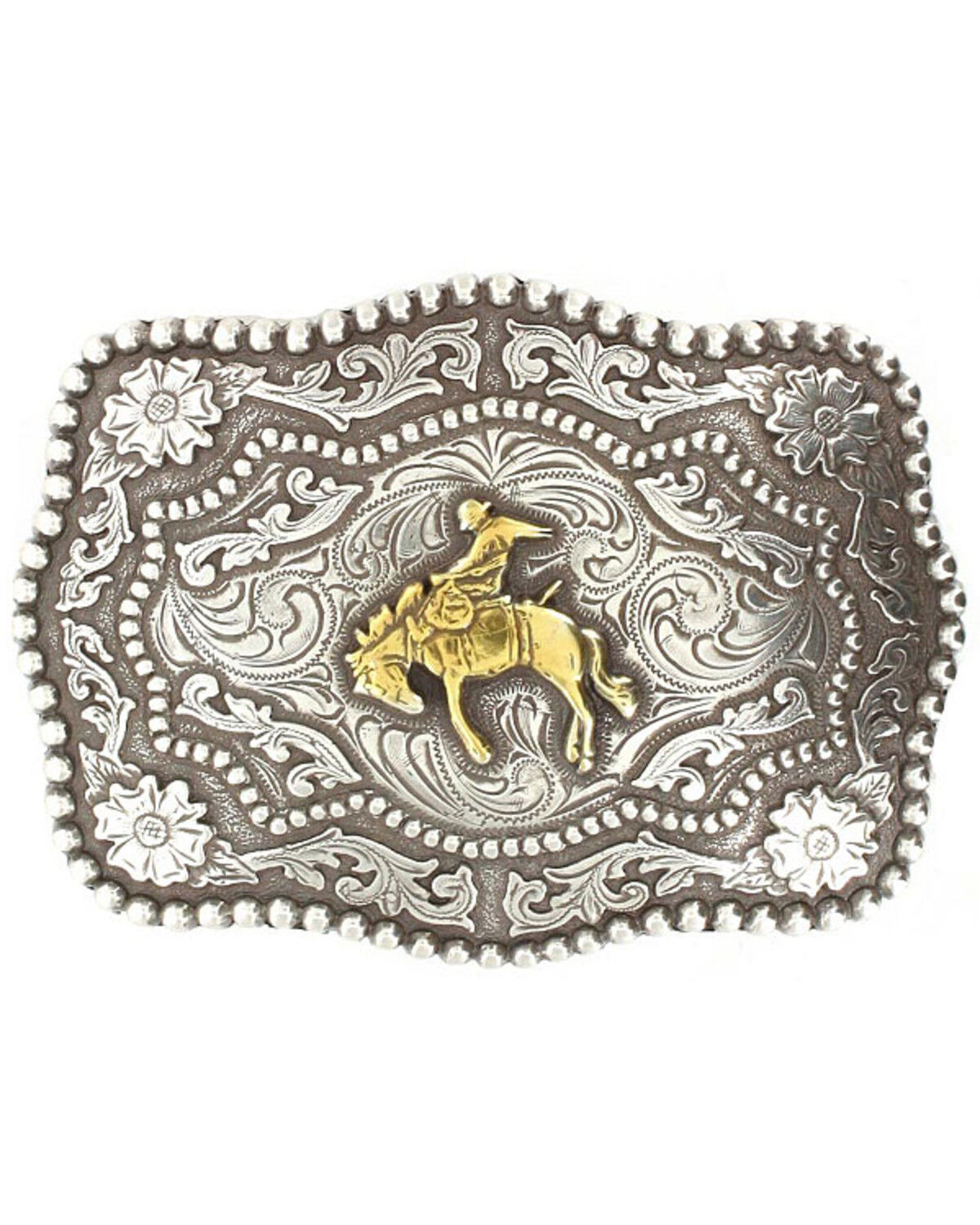 Image #1 - Cody James Men's Bucking Bronco Belt Buckle, Silver, hi-res