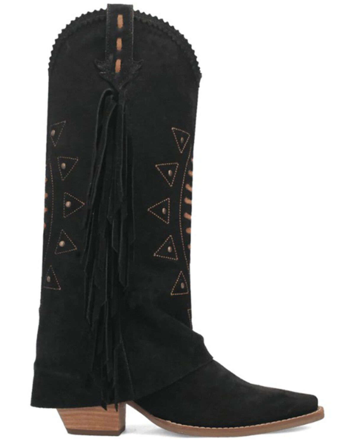Image #2 - Dingo Women's Spirit Trail Fringe Tall Western Boots - Round Toe, Black, hi-res
