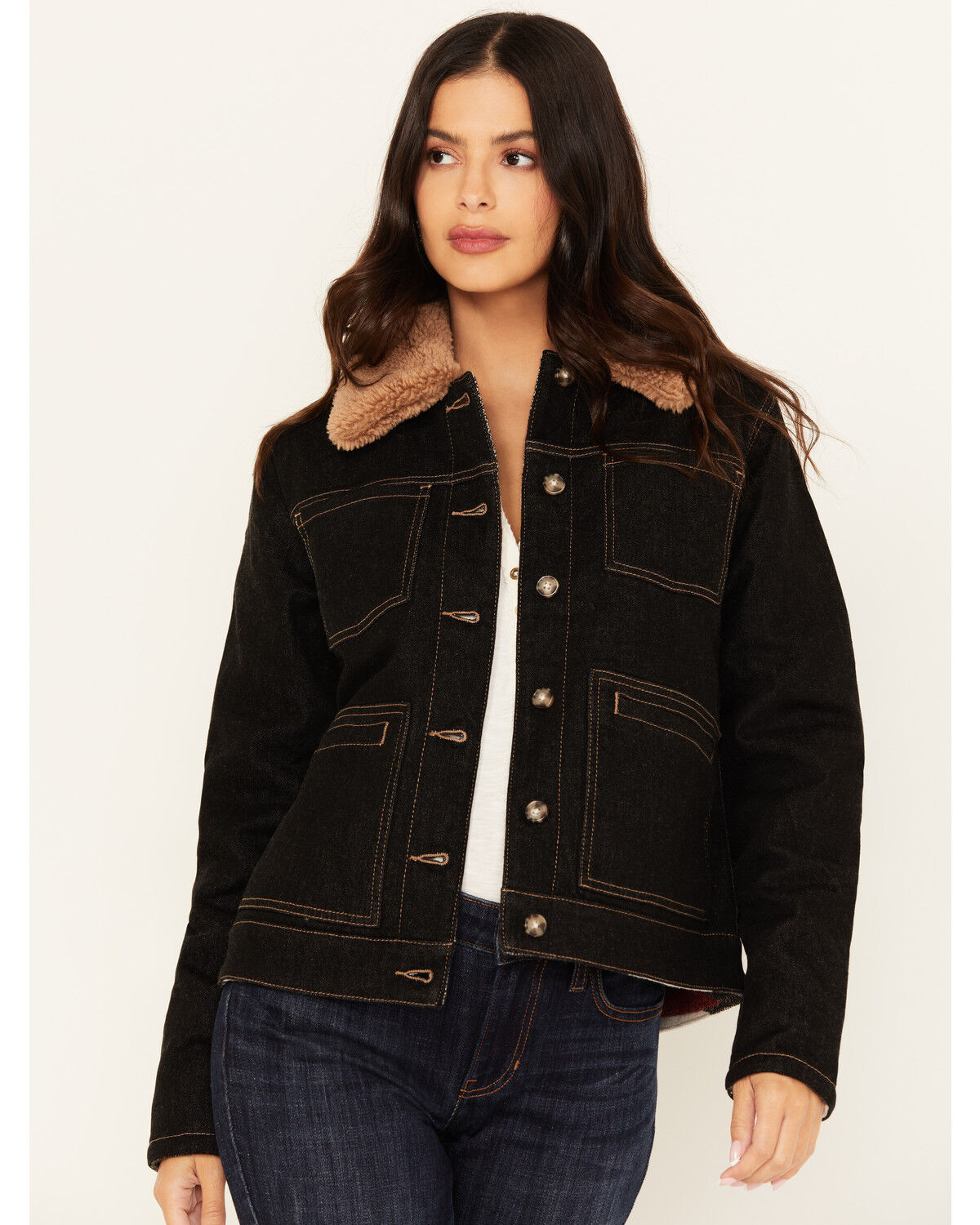 Image #2 - Idyllwind Women's Easton Reversible Denim Blanket Jacket, Black, hi-res