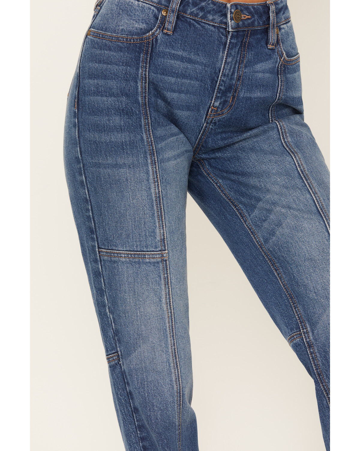 Image #2 - Cleo + Wolf Women's Dark Wash High Rise Slim Stretch Straight Jeans, Dark Medium Wash, hi-res