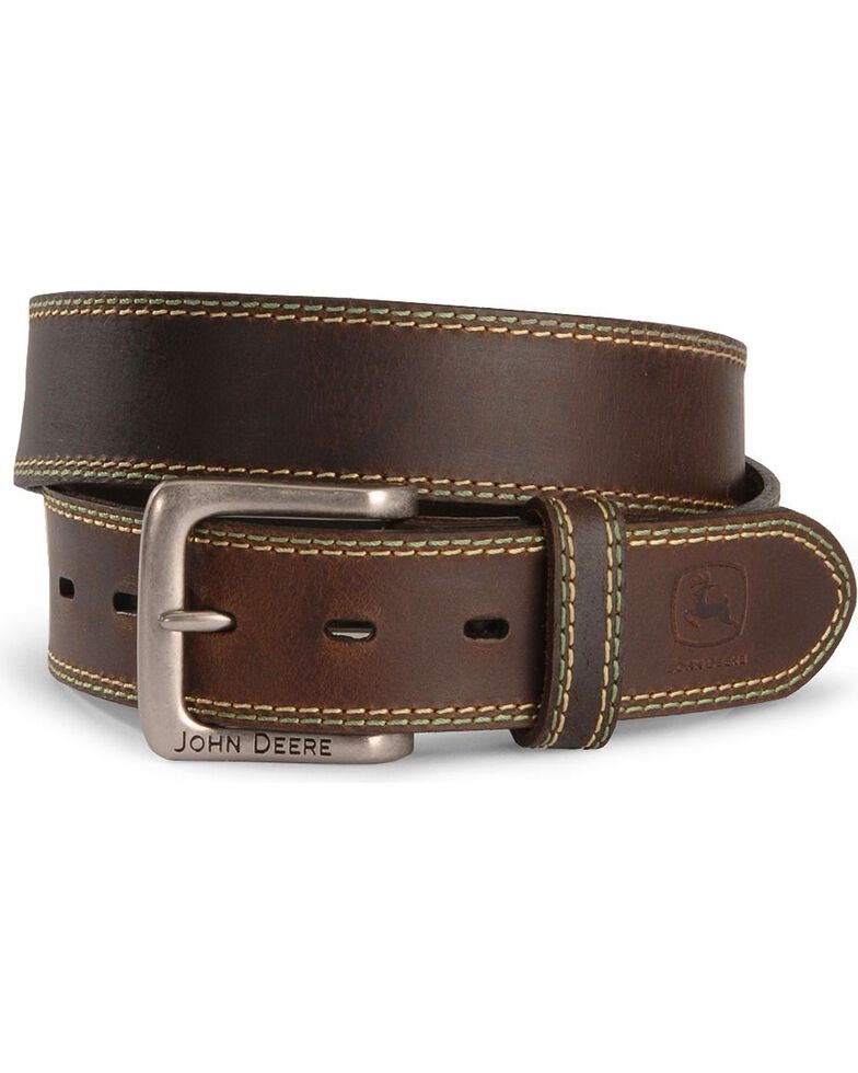 John Deere Leather Belt, Brown, hi-res