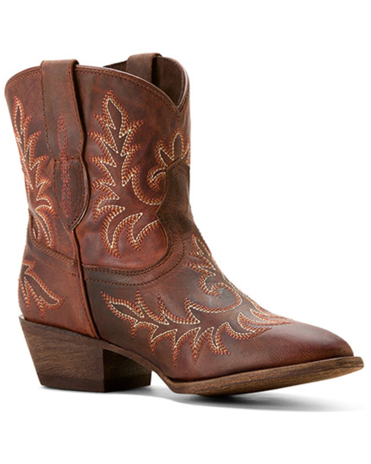 Ariat Women's Carlin Western Booties - Round Toe, Brown, hi-res