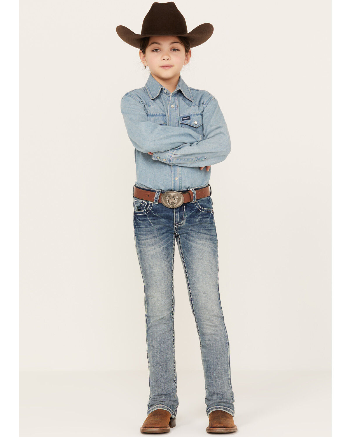 Image #3 - Shyanne Little Girls' Floral Dreamcatcher Bootcut Jeans, Blue, hi-res