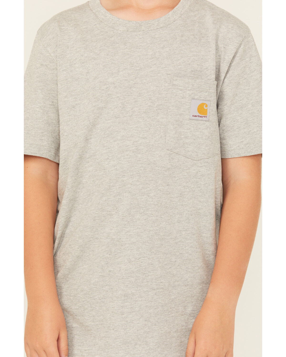 Image #3 - Carhartt Boys' Solid Short Sleeve Pocket T-Shirt, Grey, hi-res