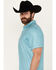 Image #2 - Panhandle Men's Geo Print Short Sleeve Performance Button-Down Polo, Turquoise, hi-res