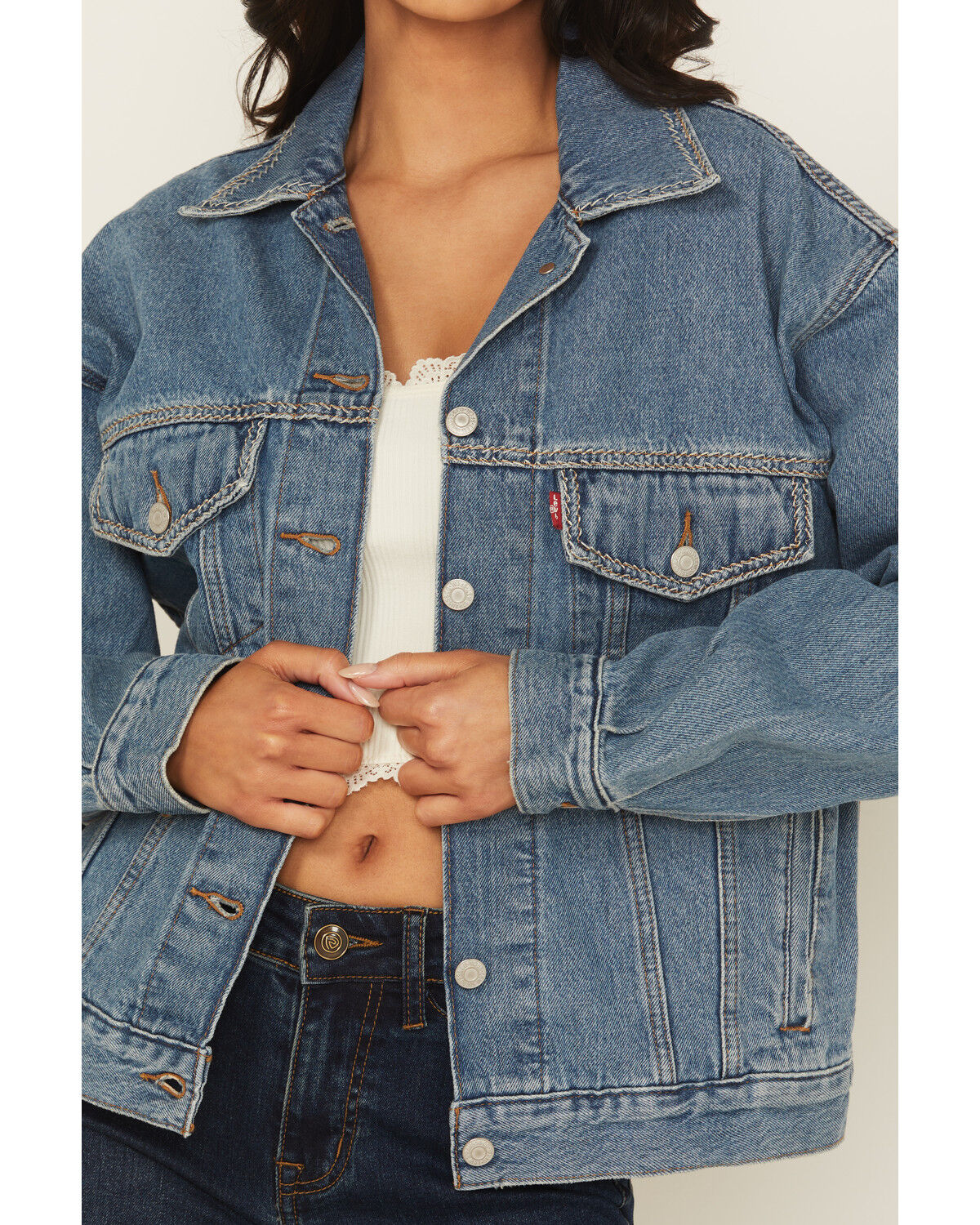 Image #3 - Levi's Women's Switch Stitch Medium Wash 90s Trucker Jacket, Medium Wash, hi-res