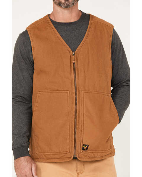 Image #3 - Hawx Men's Weathered Canvas Sherpa Lined Vest - Tall, Rust Copper, hi-res
