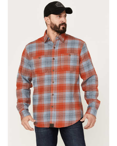 Dakota Grizzly Men's Grant Plaid Button Down Western Flannel Shirt, Blue/red, hi-res