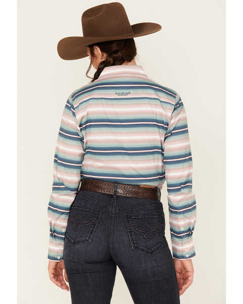 Image #4 - Ariat Women's Serape Stripe Long Sleeve Button-Down Kirby Stretch Shirt, Teal, hi-res