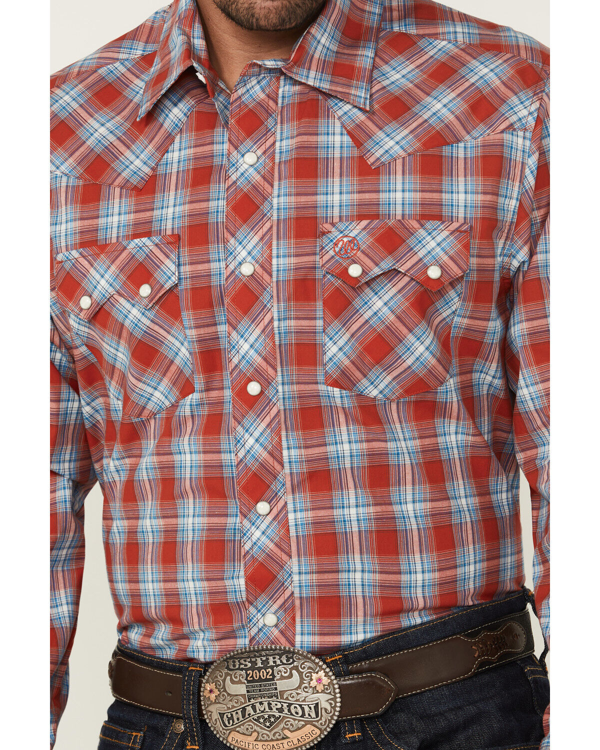 Image #3 - Wrangler Retro Men's Plaid Print Long Sleeve Snap Western Shirt - Tall, Red, hi-res