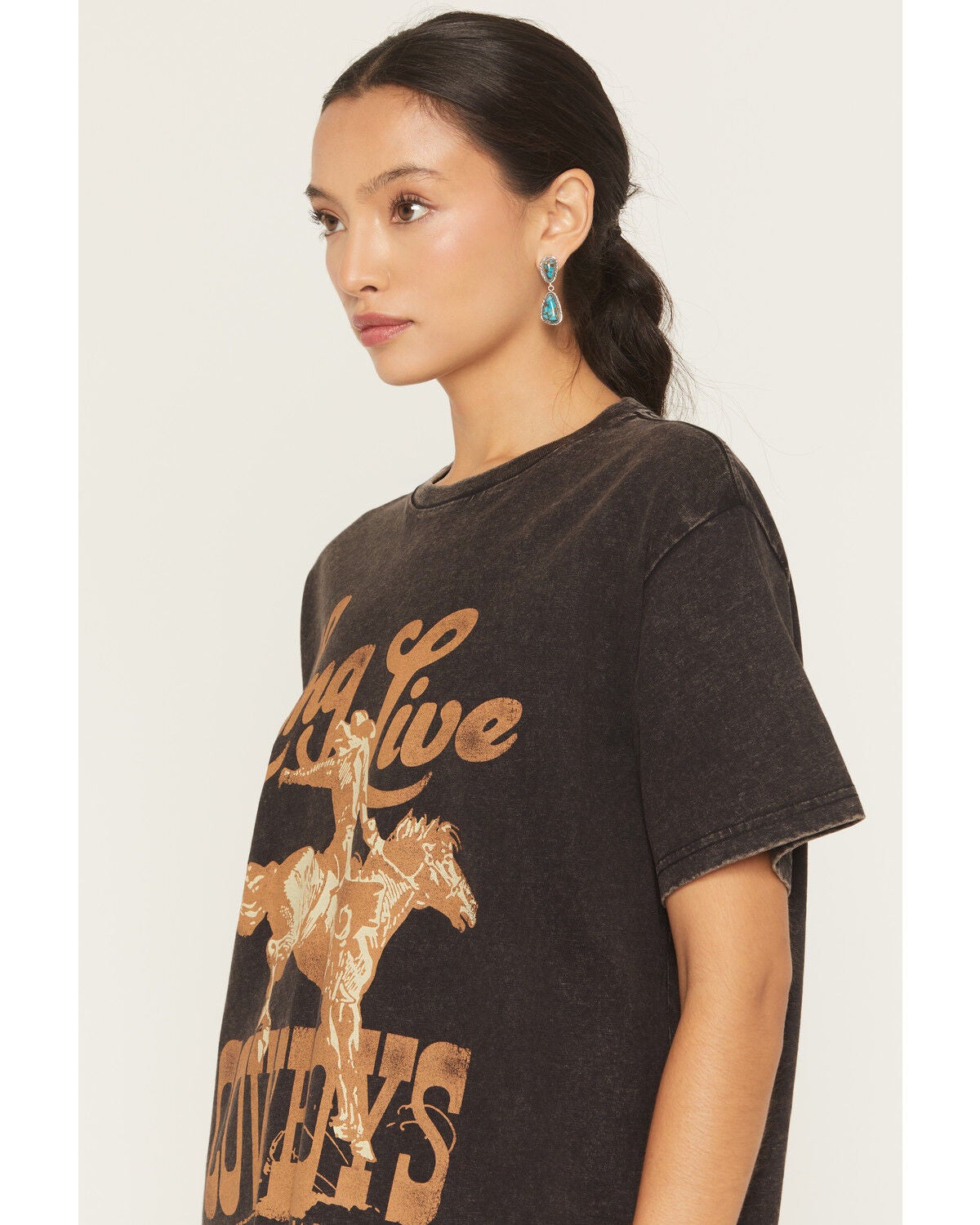 Image #2 - Wrangler Retro Women's Long Live Cowboys Short Sleeve Graphic Tee, Black, hi-res