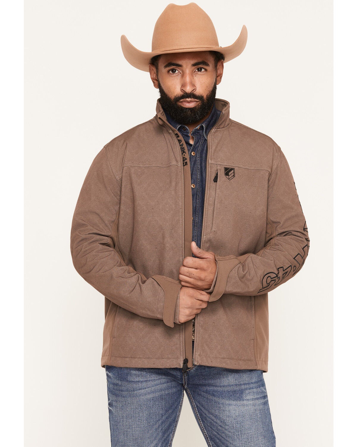 Image #1 - RANK 45&reg; Men's Jasper Southwestern Print Softshell Jacket, Dark Brown, hi-res