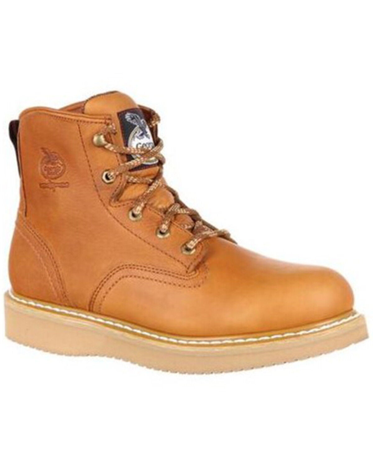 Georgia Boot Men's 6" Barracuda Gold Wedge Work Boots - Steel Toe, Brown, hi-res