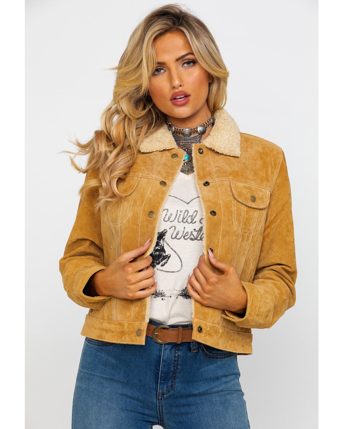 shearling jean jacket womens