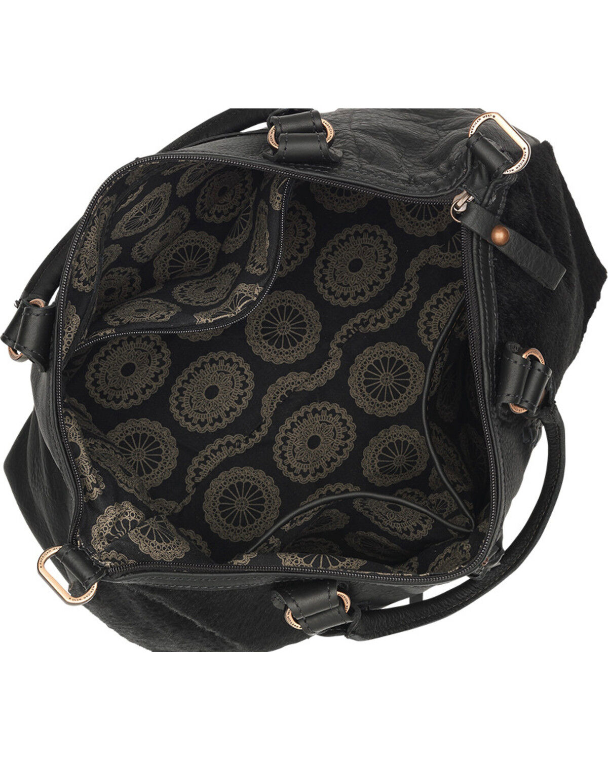Image #2 - American West Cow Town Large Convertible Zip Top Satchel, Black, hi-res