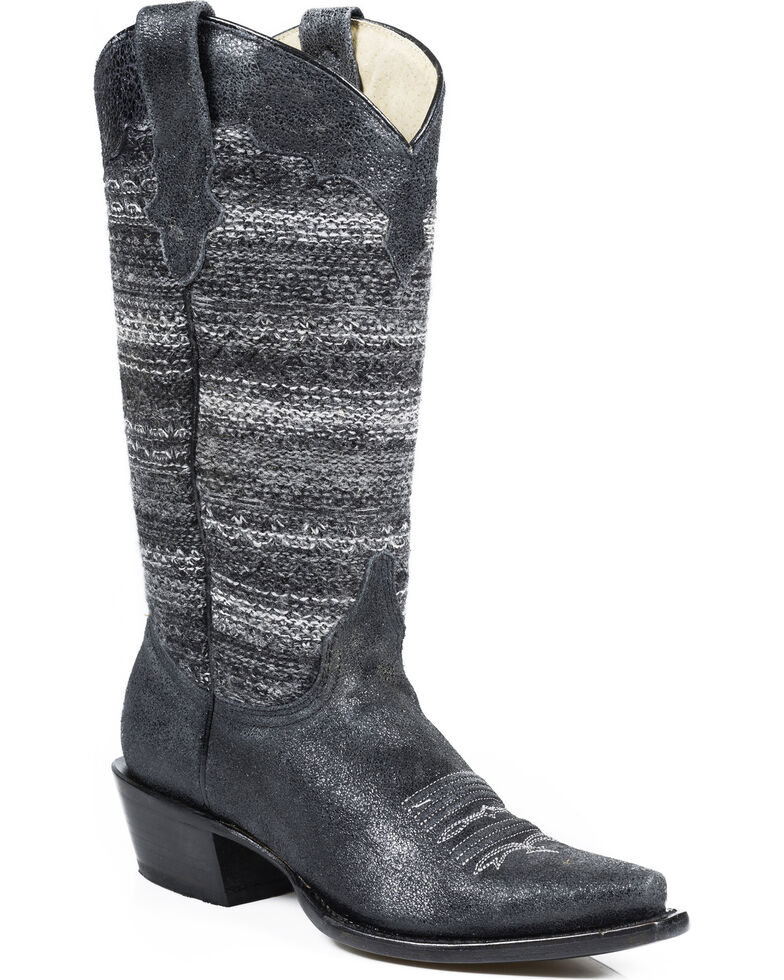  Roper Vintage Fabric Cowgirl Boots - Snip Toe, Black, hi-res