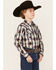 Image #2 - Cody James Boys' Zion Sunset Plaid Print Long Sleeve Snap Western Shirt, Red, hi-res