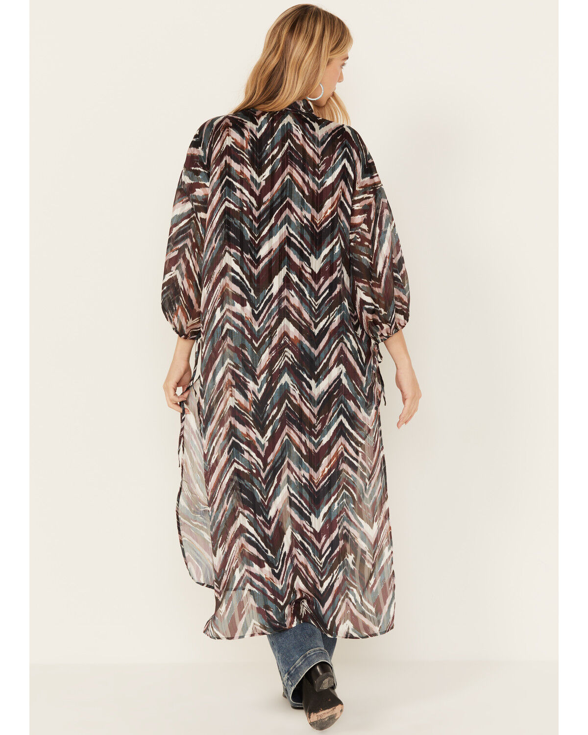 Image #4 - Shyanne Women's Printed Maxi Kimono, Maroon, hi-res