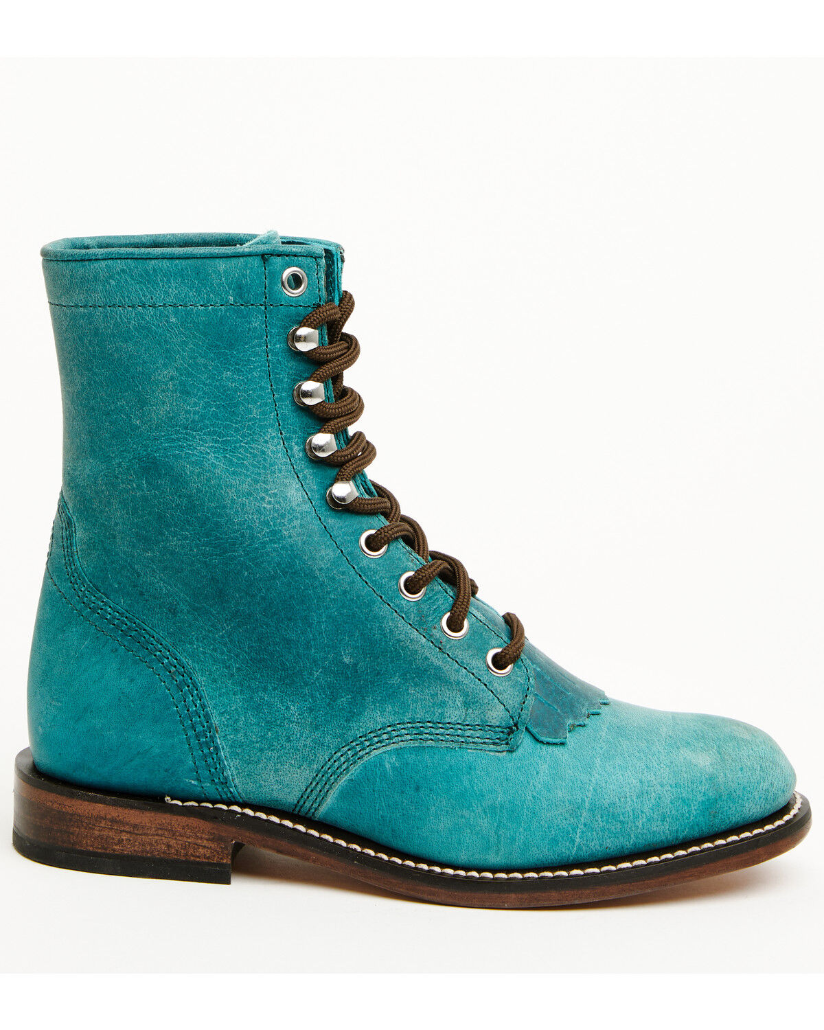Image #2 - Justin Women's Mclean 7" Lace-Up Roper Boots - Round Toe, Turquoise, hi-res