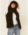 PJ Salvage Women's Cozy Quilted Sherpa Zip-Up Vest , Olive, hi-res