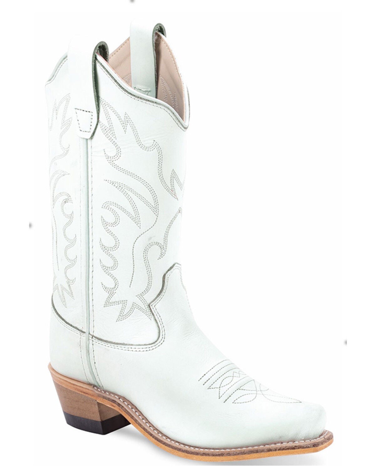 Old West Girls' Western Boots - Snip Toe, White, hi-res