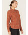 Image #2 - Shyanne Women's Plaid Print Long Sleeve Flannel Button-Down Shirt , Chestnut, hi-res