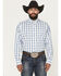 Image #1 - George Strait by Wrangler Men's Plaid Print Long Sleeve Button-Down Stretch Western Shirt - Big, White, hi-res