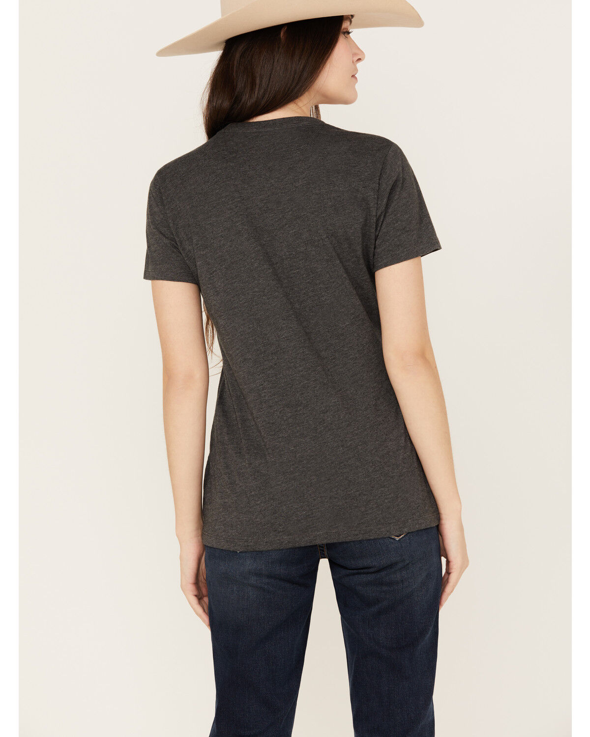 Image #4 - Ariat Women's Cow Print Logo Short Sleeve Graphic Tee, Charcoal, hi-res