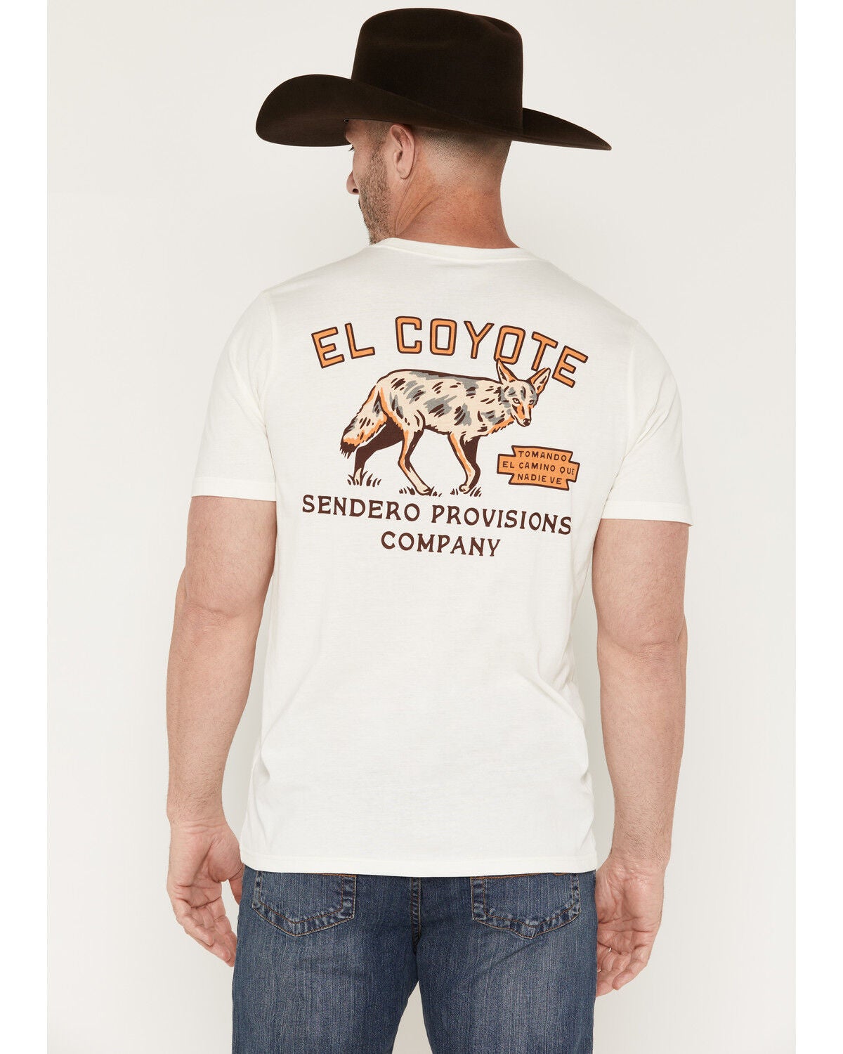 Image #1 - Sendero Provisions Men's Coyote Short Sleeve Graphic T-Shirt, White, hi-res