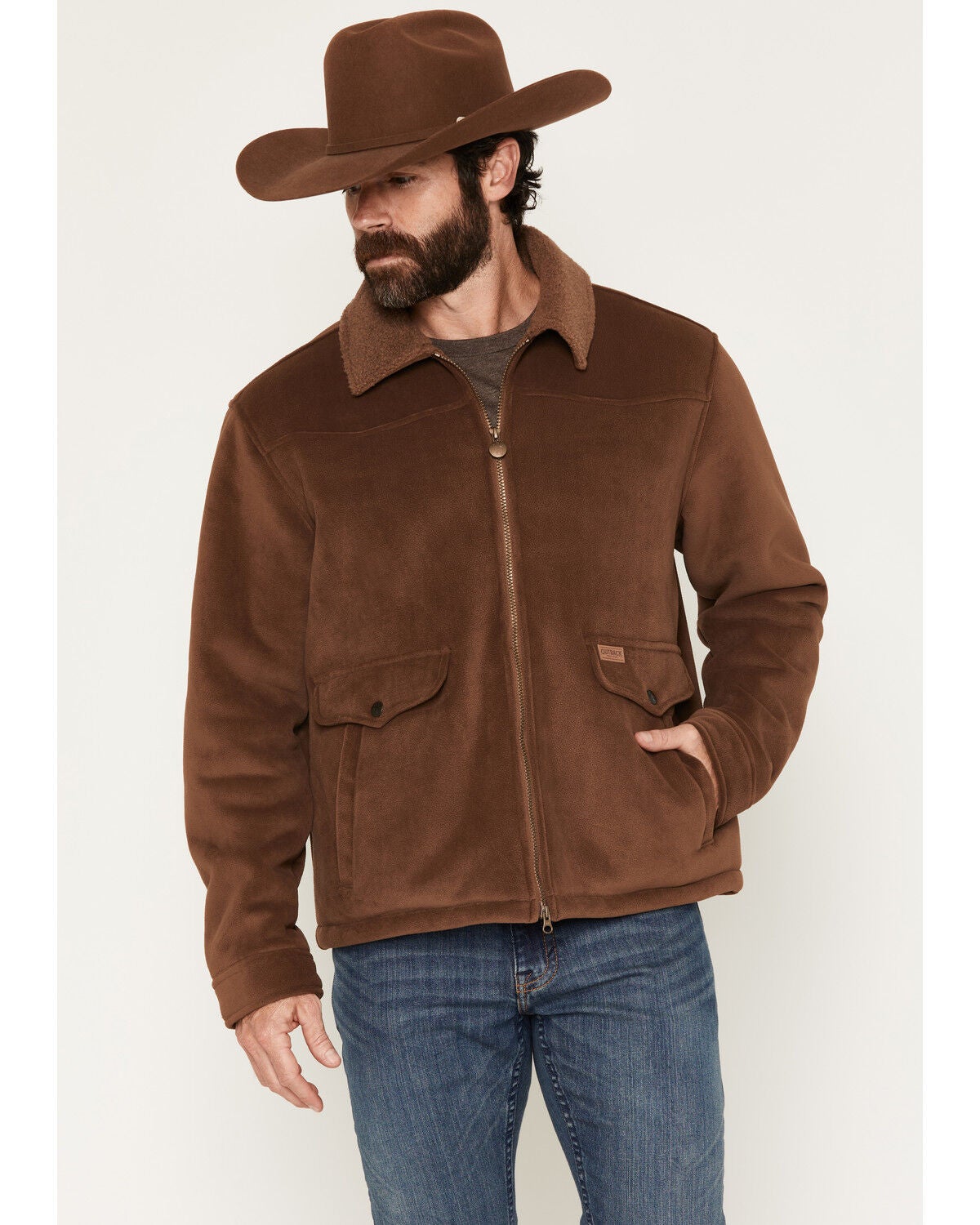 Outback Trading Co Men's Sherpa Quilt Lined Cedar Jacket, Tan, hi-res