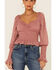 Image #3 - Sadie & Sage Women's Rachel Smocked Long Sleeve Top , Mauve, hi-res