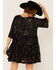 By Together Women's Sequin Tiered Baby Doll Dress , Black, hi-res