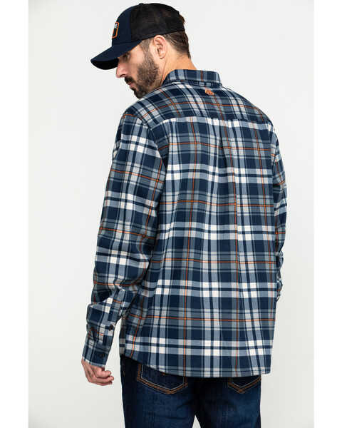  Hawx Men's FR Plaid Print Long Sleeve Woven Work Shirt - Tall , Blue, hi-res